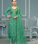 Rama viscosee organza fabric printed with embroidery and hand work heavy suit for girls