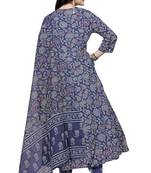 Blue rayon cotton fabric ethnic suit with designer printed