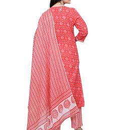 Orange rayon cotton fabric ethnic suit with designer printed with gotta lace work