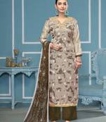 Grey organza banarasi fabric printed,hand work ethnic salwar suit