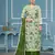 Green organza banarasi fabric printed,hand work ethnic salwar suit
