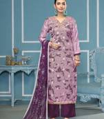 Purple organza banarasi fabric printed,hand work ethnic salwar suit
