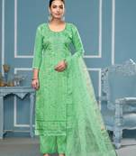 Sea green viscosee organza fabric hand work ethnic salwar suit
