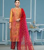 Multy shimmer silk fabric designer festive wear salwar kameez