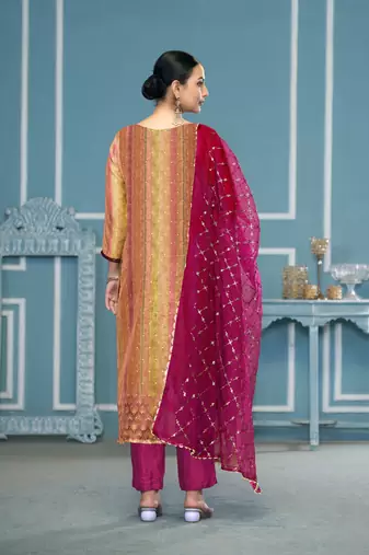 Multy shimmer silk fabric festive wear salwar kameez