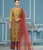 Multy shimmer silk fabric designer festive wear salwar kameez