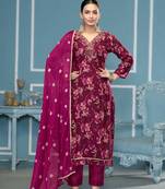 Purple jaam cotton fabric designer festive wear salwar kameez