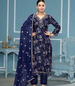 Blue jaam cotton fabric designer festive wear salwar kameez