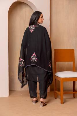 Black georgette fabric embroidery work festive special readymade suit 2