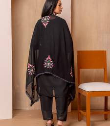 Black georgette fabric embroidery work festive special readymade suit