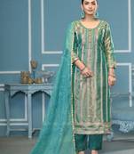 Blue viscosee organza fabric wevon , embroidery, hand work salwar kameez