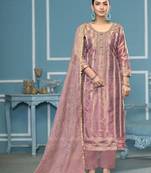 Purple viscosee organza fabric wevon , embroidery, hand work salwar kameez