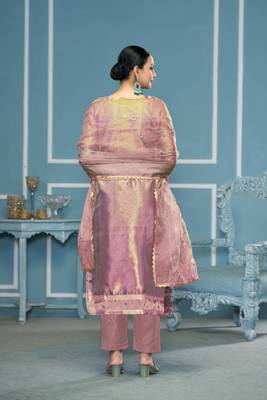 Purple viscosee organza fabric wevon , embroidery, hand work salwar kameez 2