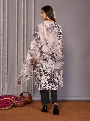 White & black sophisticated cotton blend fabric embroidered work,printed girlie suits 2