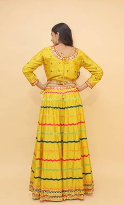 Sequins And Mirror Work Yellow Color Lehenga Choli For Women 3