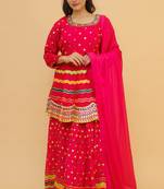 Pink Color Sequins And Mirror Work Long Choli Lehenga For Women