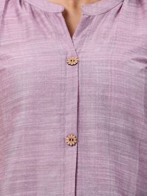 Violet cotton solid handloom a-line kurta set 4