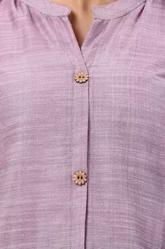 Violet cotton solid handloom a-line kurta set
