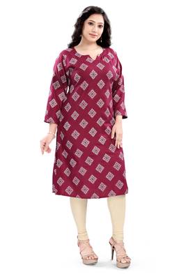 Wine rayon printed kurti 2
