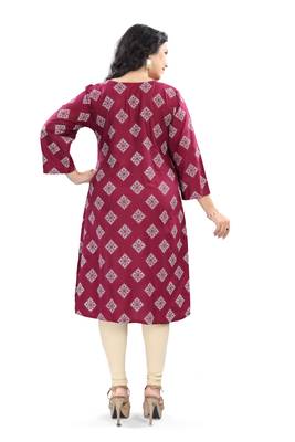 Wine rayon printed kurti 3