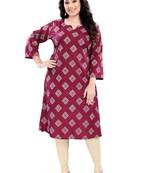 Wine rayon printed kurti