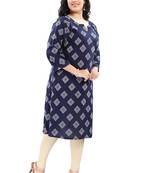 Blue rayon printed kurti 