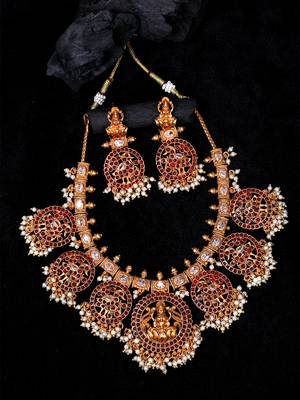 Traditional ruby kemp pushp chakra necklace set 1