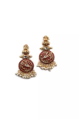 Traditional ruby kemp pushp chakra necklace set