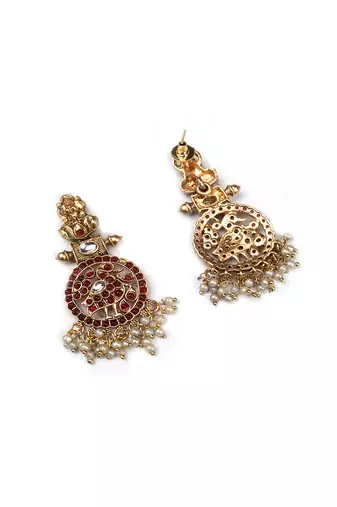 Traditional ruby kemp pushp chakra necklace set
