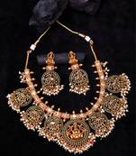 Traditional green kemp pushp chakra necklace set