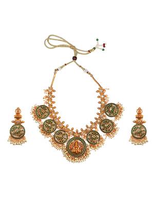 Traditional green kemp pushp chakra necklace set 2