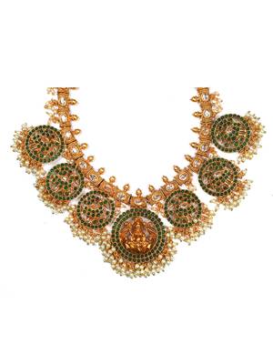 Traditional green kemp pushp chakra necklace set 3