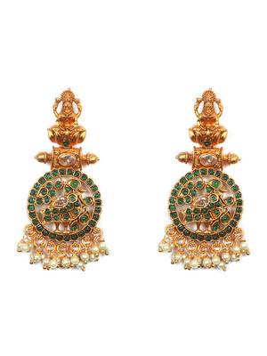 Traditional green kemp pushp chakra necklace set 4