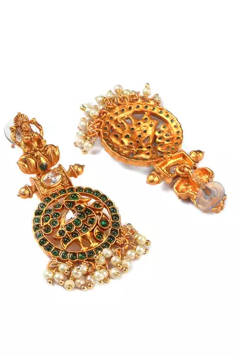 Traditional green kemp pushp chakra necklace set