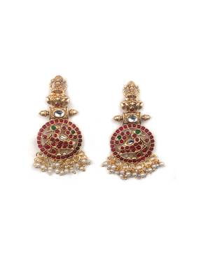 Traditional ruby green kemp pushp chakra necklace set 4