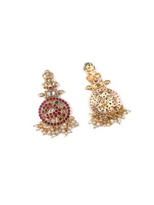 Traditional ruby green kemp pushp chakra necklace set 5