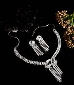 Handcrafted silver plated cz hook style necklace set