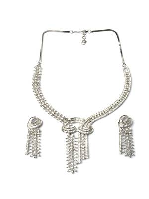 Handcrafted silver plated cz hook style necklace set 3