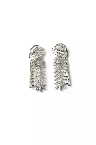 Handcrafted silver plated cz hook style necklace set