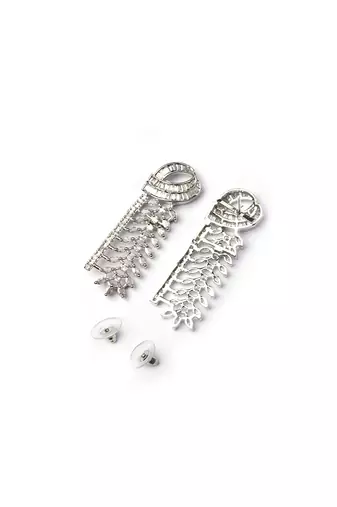 Handcrafted silver plated cz hook style necklace set