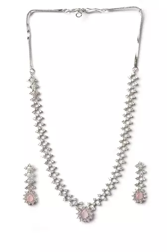 Handmade pink ad pendant style necklace set