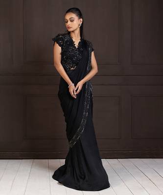 Twilight elegance embellished saree gown 1