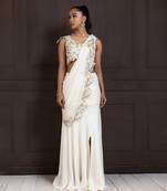 Ivory grace draped saree gown