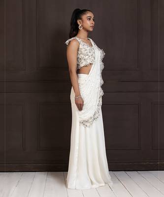 Ivory grace draped saree gown 2