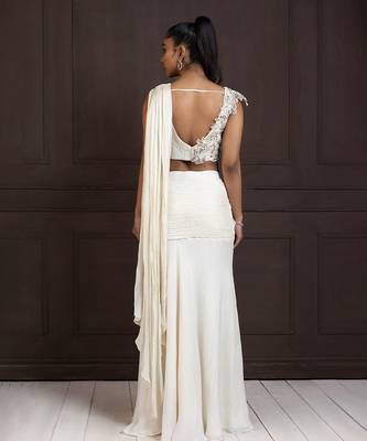 Ivory grace draped saree gown 4