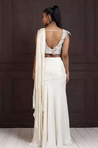 Ivory grace draped saree gown