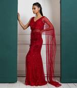 Scarlet bloom drape saree