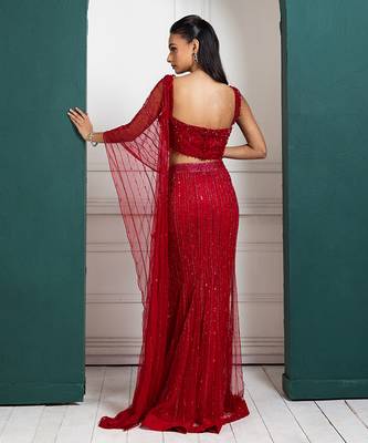 Scarlet bloom drape saree 2