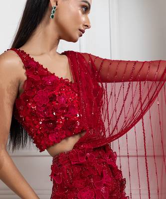 Scarlet bloom drape saree 3