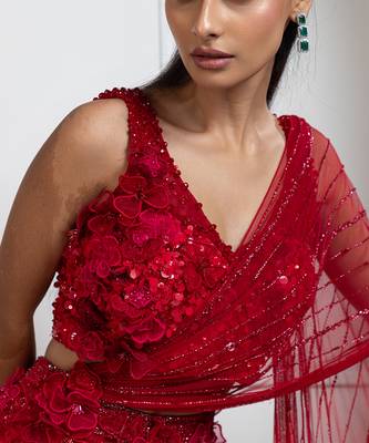 Scarlet bloom drape saree 4